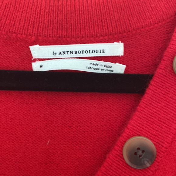 Anthropologie Red Sweater with Brown Button Detail - Picture 2 of 4